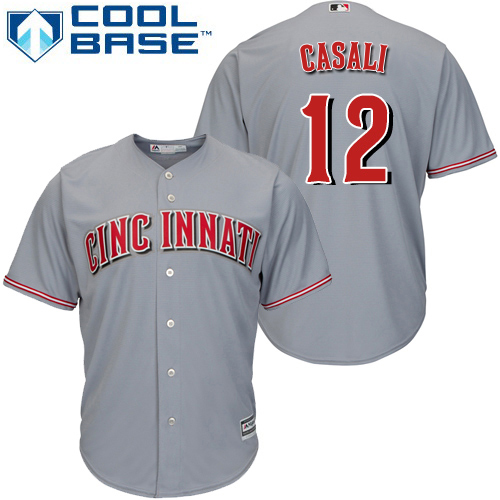 Reds #12 Curt Casali Grey New Cool Base Stitched Youth MLB Jersey